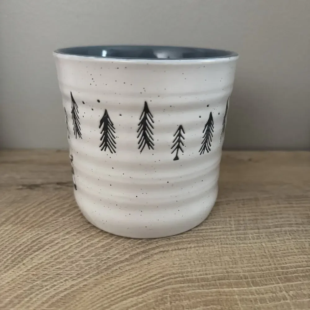 Peppermint & Pine Two Gnomes Holding Hands Trees Treat Jar Canister No Lid‎